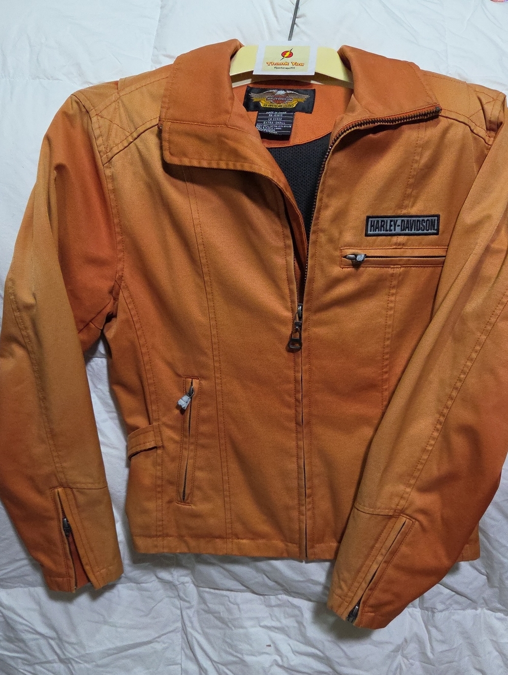 Harley-Davidson Women's Orange Zip-Front Riding Jacket